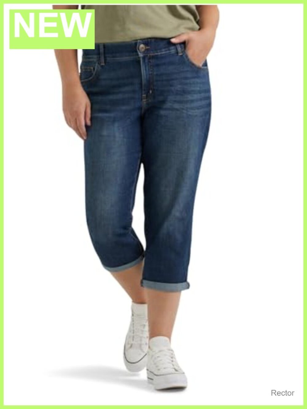Flex Motion Mid Rise 5 Pocket Capri Jeans Cotton Blend Stretch